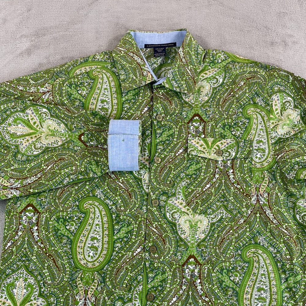Vintage Le‎ Jean De Marithe Francois Girbaud Shirt Men Large Green Paisley NWOT